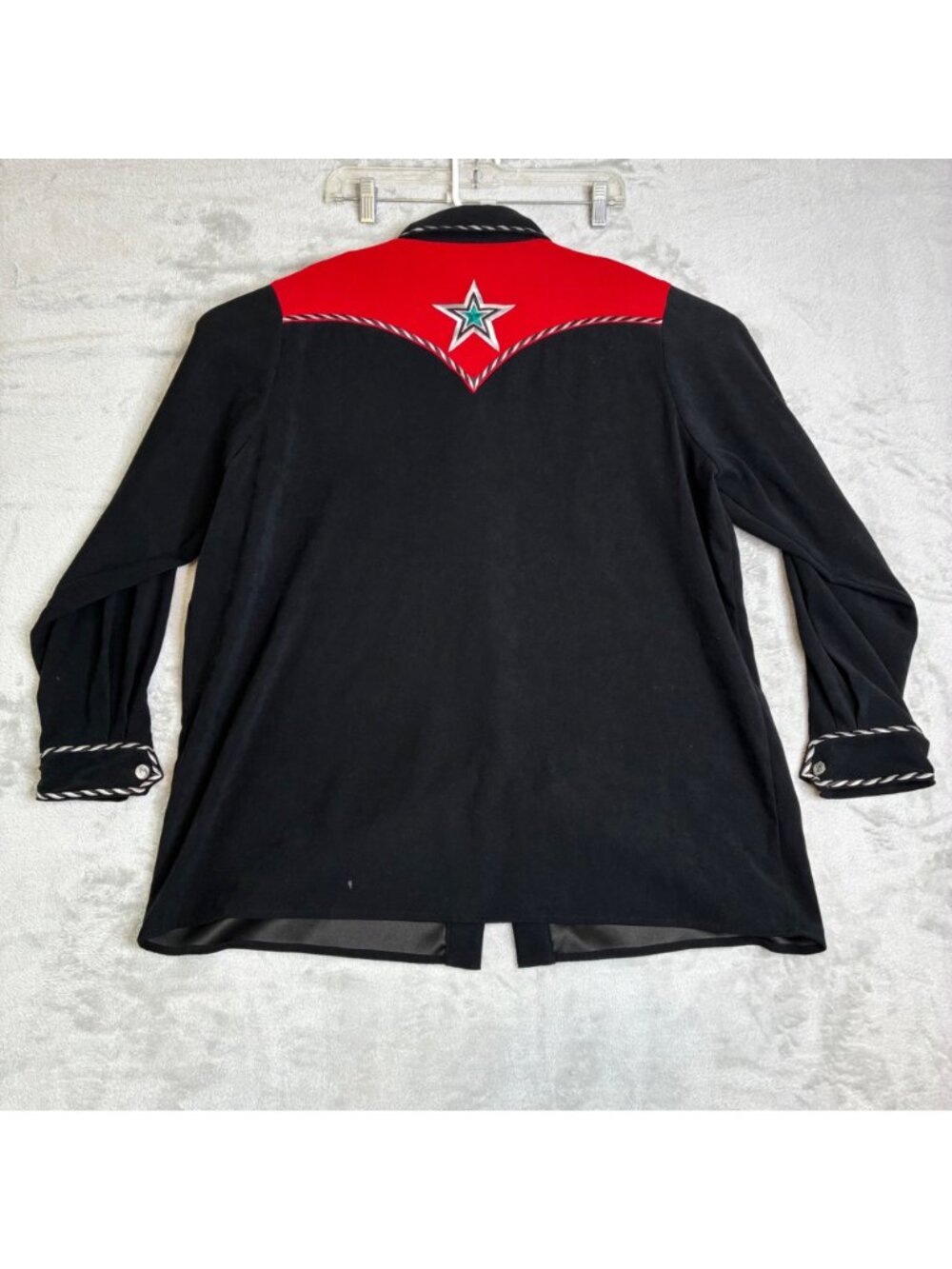 Bob Mackie Wearable Art Western Shirt Black Red Embroidered Horse Stars Sz 1X - Picture 8 of 9